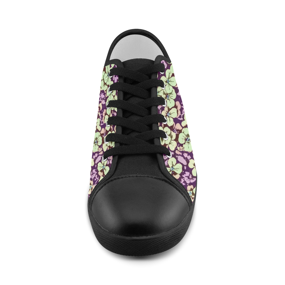 floral comic style 2 C by JamColors Canvas Shoes for Women/Large Size (Model 016)