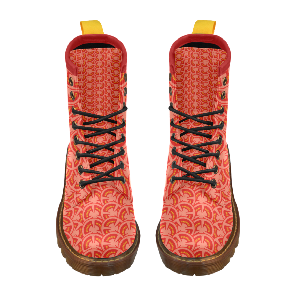Tomato Pattern High Grade PU Leather Martin Boots For Women Model 402H