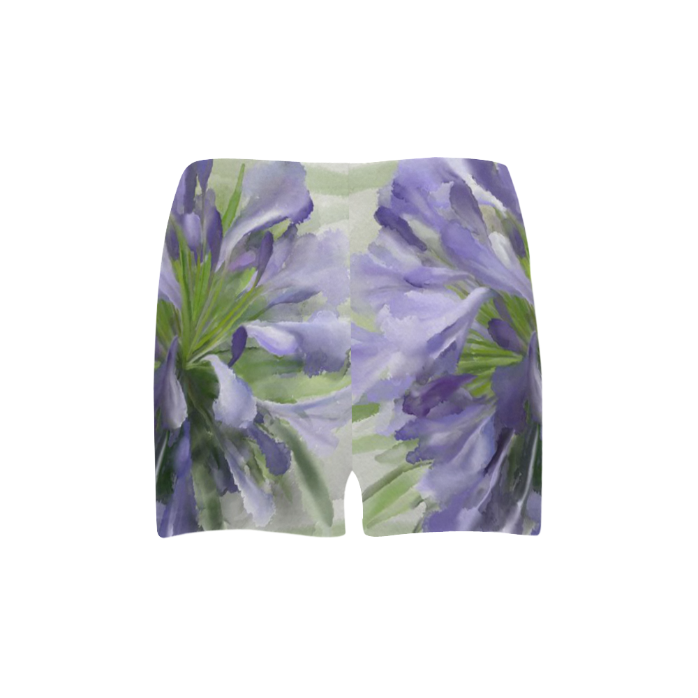 Delicate Purple Flowers, floral watercolor Briseis Skinny Shorts (Model L04)