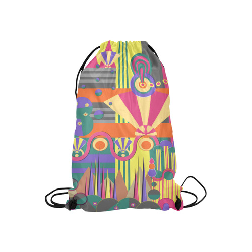 Art Deco Shapes and Colours Small Drawstring Bag Model 1604 (Twin Sides) 11"(W) * 17.7"(H)