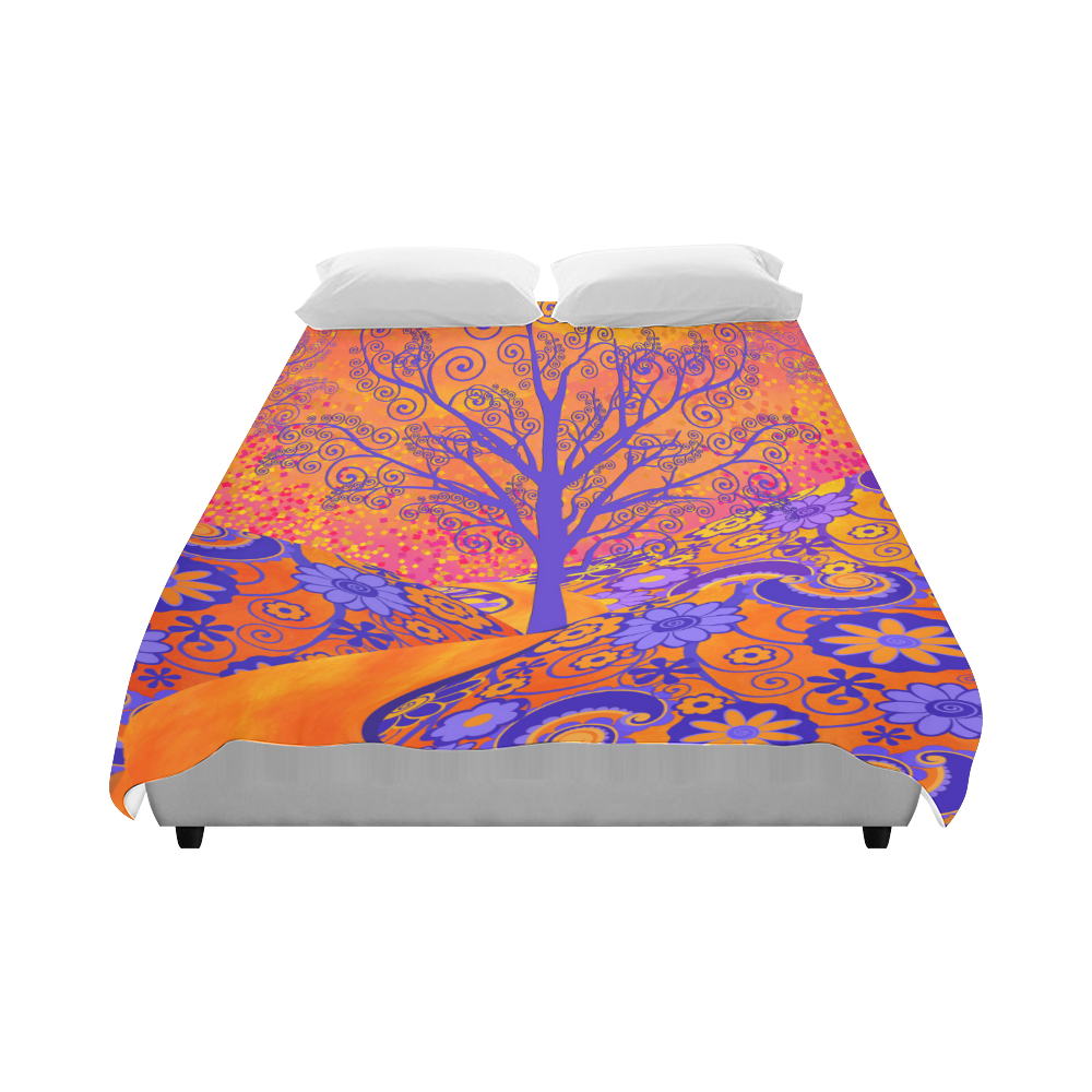 Sunset Park Trees Flowers Duvet Cover Duvet Cover 86"x70" ( All-over-print)