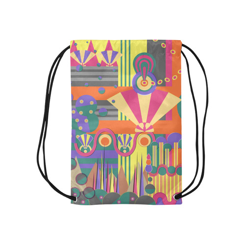 Art Deco Shapes and Colours Small Drawstring Bag Model 1604 (Twin Sides) 11"(W) * 17.7"(H)
