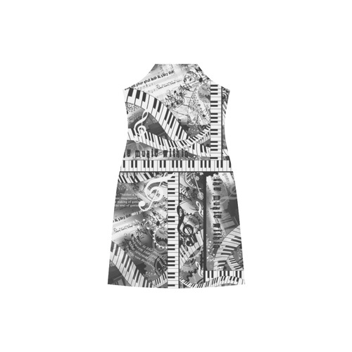 Piano Quotes Music Art Print Summer Dress by Juleez V-Neck Open Fork Long Dress(Model D18)
