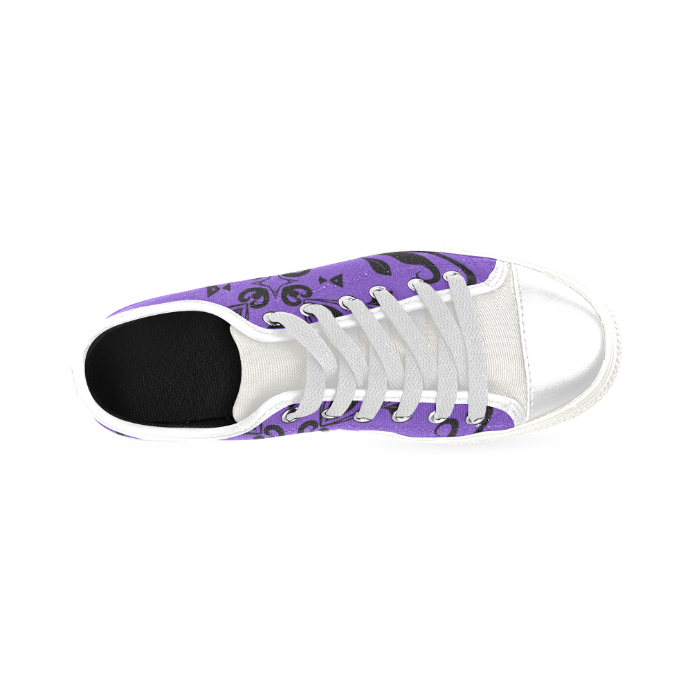 Flourish Swirls on Purple Low Top Canvas Shoes for Kid (Model 018)