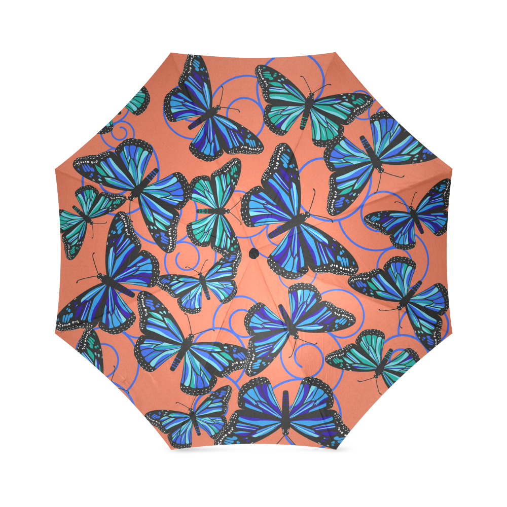 Butterfly Blues on Sorbet Foldable Umbrella (Model U01)