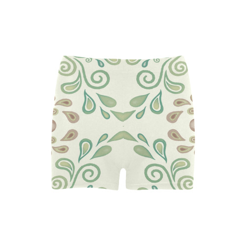 Green watercolor ornament, pattern Briseis Skinny Shorts (Model L04)