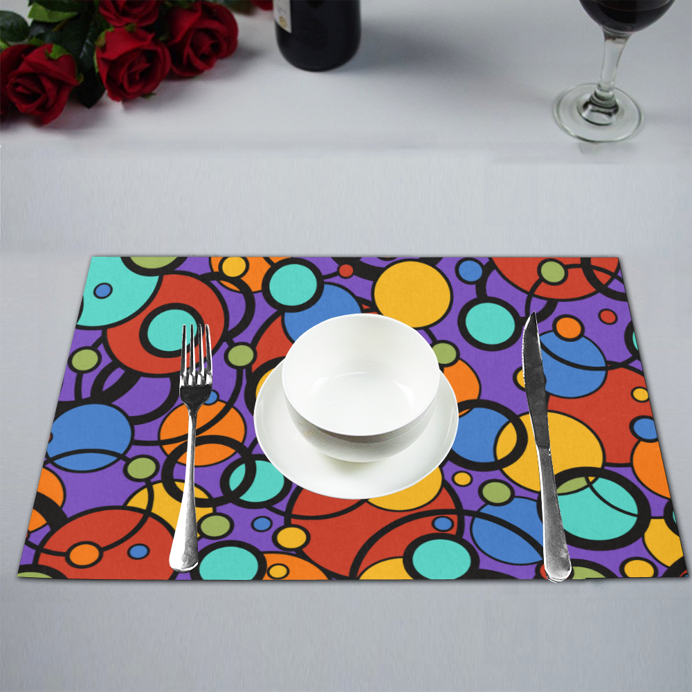 Pop Art Colorful Dot Print Placemat Set 4 by Juleez Placemat 12’’ x 18’’ (Set of 4)