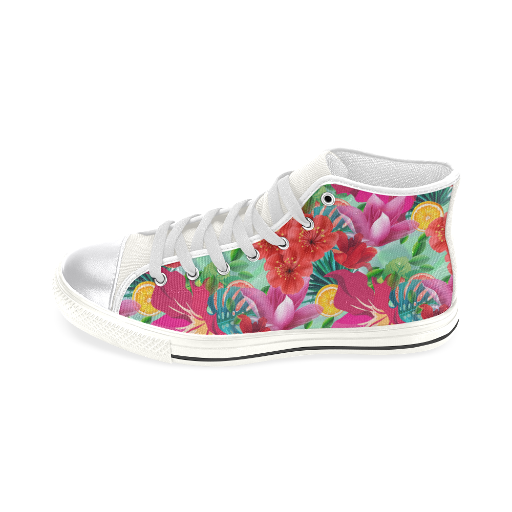 TropicalSummer Flower And Fruit Pattern Women's Classic High Top Canvas Shoes (Model 017)
