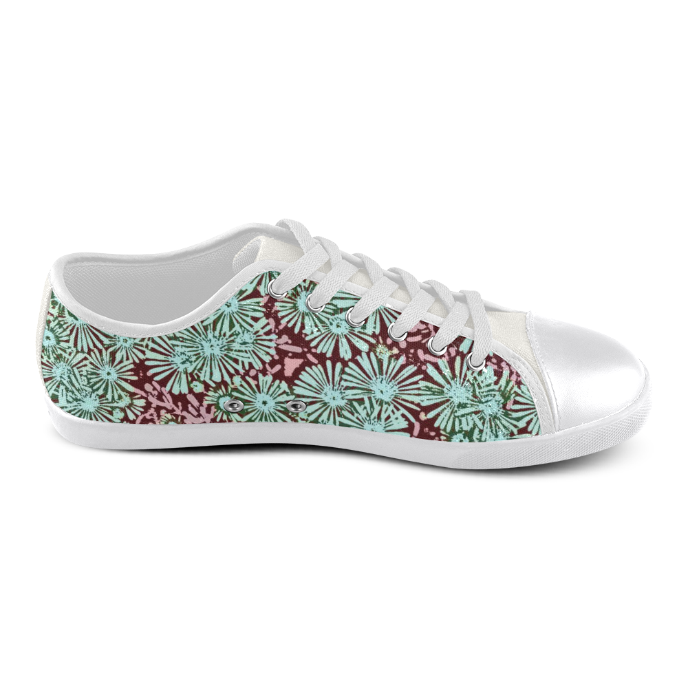 floral comic style C  by JamColors Canvas Shoes for Women/Large Size (Model 016)