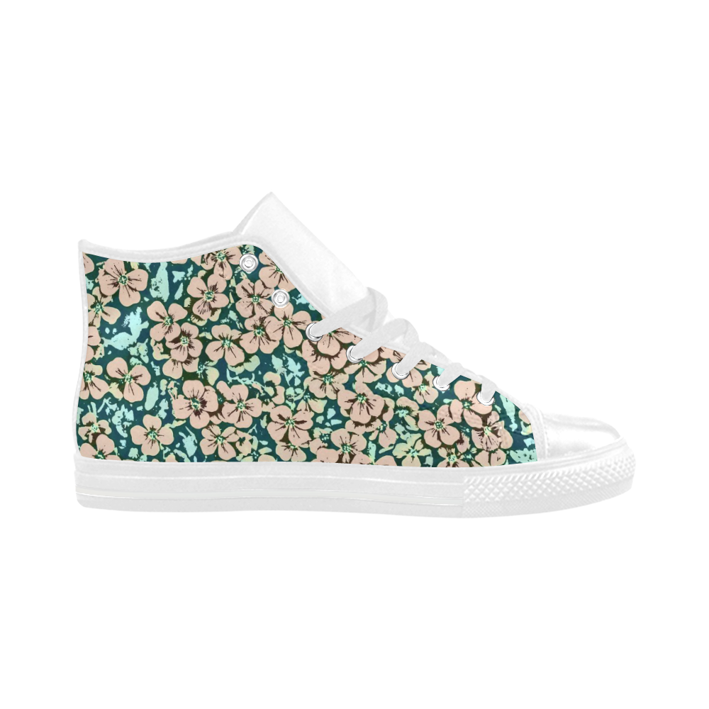 floral comic style 2 A by JamColors Aquila High Top Microfiber Leather Women's Shoes (Model 032)