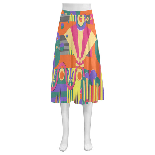 Art Deco Shapes and Colours Mnemosyne Women's Crepe Skirt (Model D16)