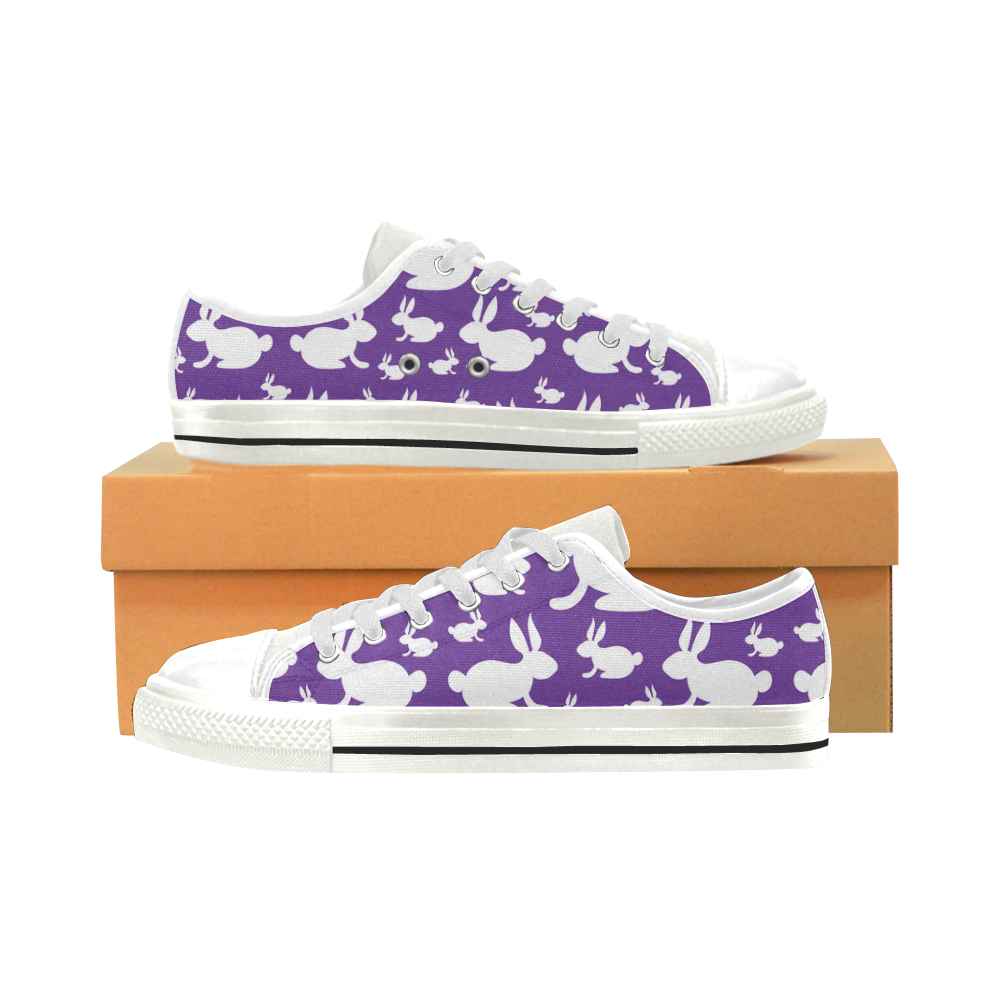 Bunny Rabbits Purple Low Top Canvas Shoes for Kid (Model 018)