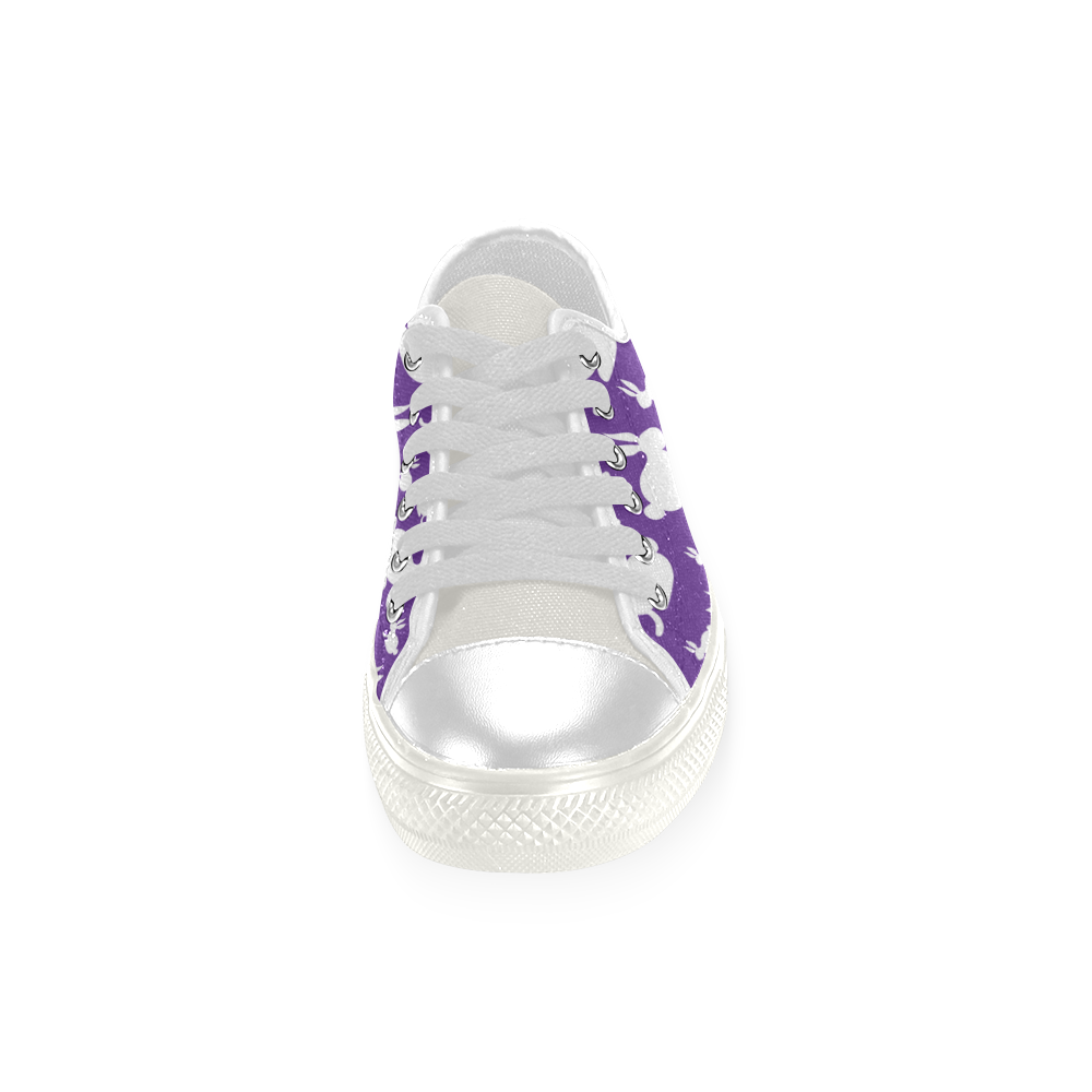 Bunny Rabbits Purple Low Top Canvas Shoes for Kid (Model 018)