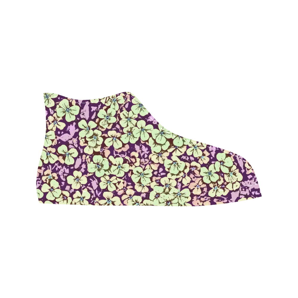 floral comic style 2 C by JamColors Aquila High Top Microfiber Leather Women's Shoes (Model 032)