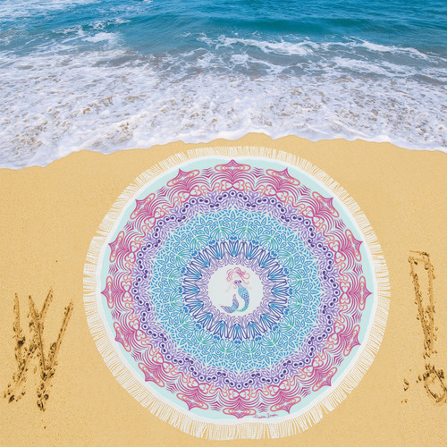 Tribal Mermaid Mandala Circular Beach Shawl 59"x 59"