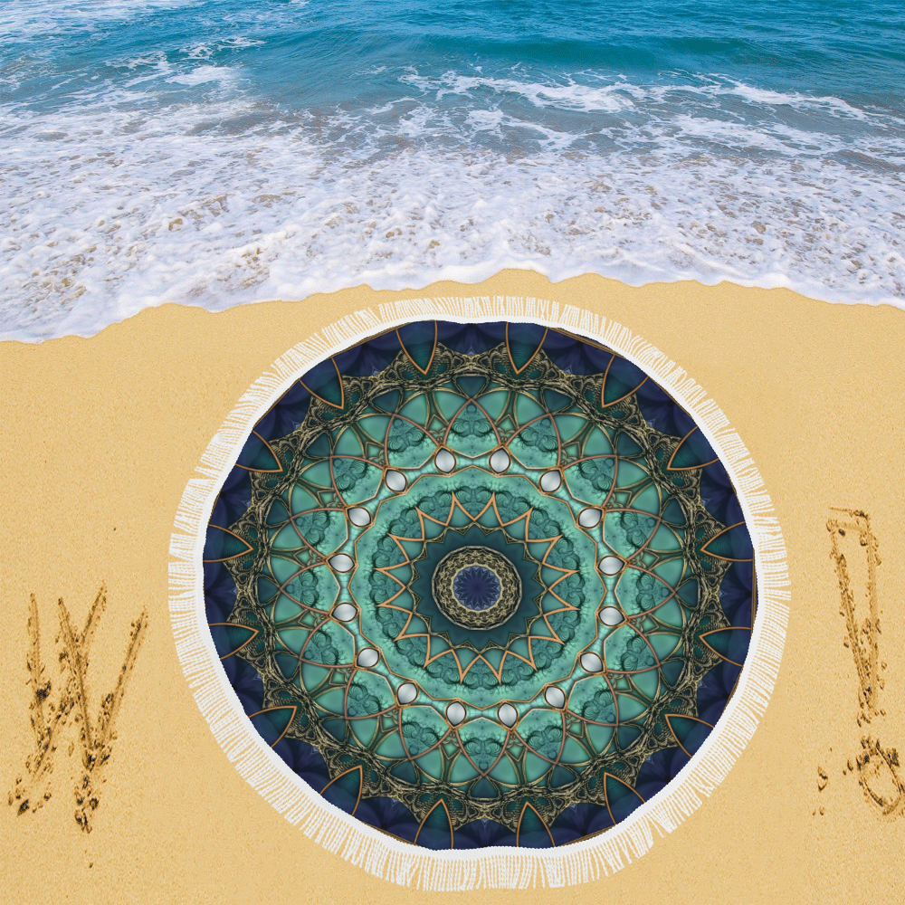 Majestic Topaz Ocean Kaleidoscope Circular Beach Shawl 59"x 59"
