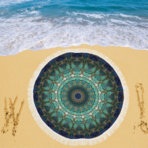 Majestic Topaz Ocean Kaleidoscope Circular Beach Shawl 59"x 59"
