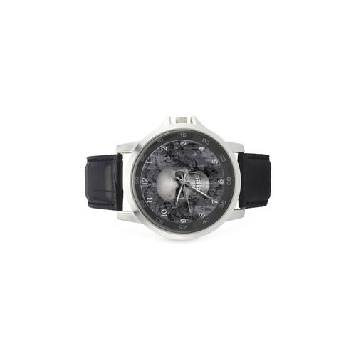 Vampire Skull Gothic Grunge Art Unisex Stainless Steel Leather Strap Watch(Model 202)