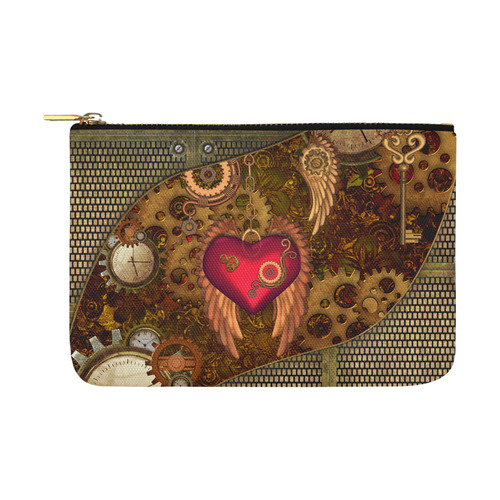 Steampunk, heart with wings Carry-All Pouch 12.5''x8.5''