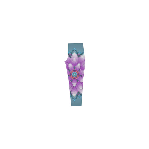 Pink - Purple Ornament Flower, Faux Stitch Capri Legging (Model L02)