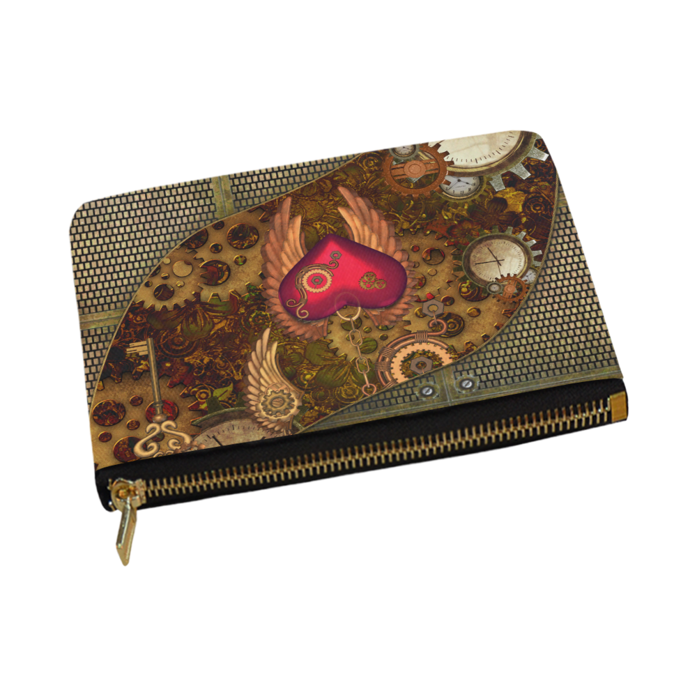 Steampunk, heart with wings Carry-All Pouch 12.5''x8.5''