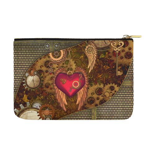 Steampunk, heart with wings Carry-All Pouch 12.5''x8.5''