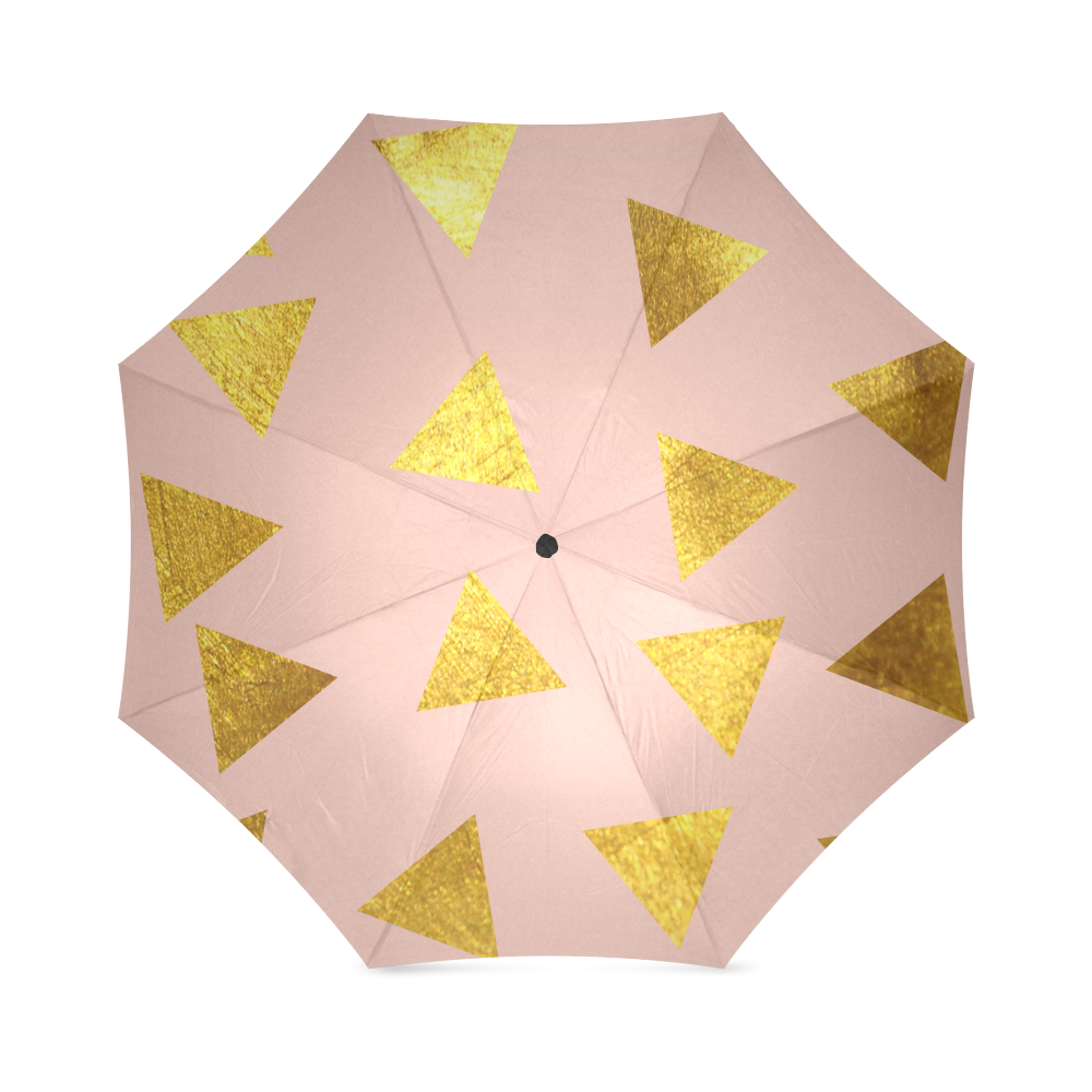 gold and pink triangle 1 Foldable Umbrella (Model U01)