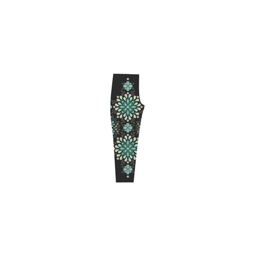 Green on black, seamless pattern with atmosphere Capri Legging (Model L02)