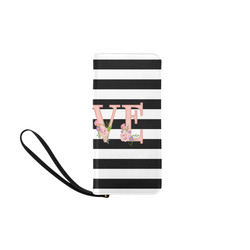 Black and White Stripes, Pink LOVE word, Pink Lilac Flowers Women's Clutch Purse (Model 1637)