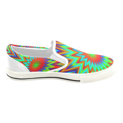 Red Yellow Blue Green Retro Color Blast Slip-on Canvas Shoes for Kid (Model 019)