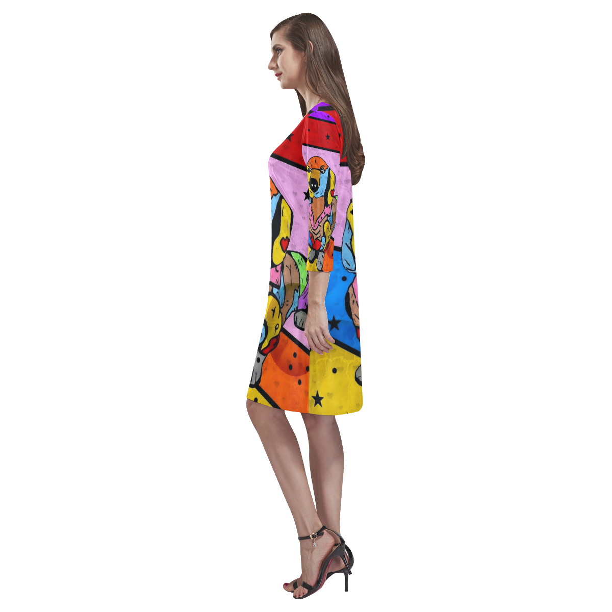 Dachshund by Nico Bielow Rhea Loose Round Neck Dress(Model D22)