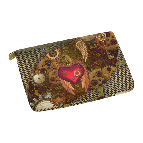 Steampunk, heart with wings Carry-All Pouch 12.5''x8.5''