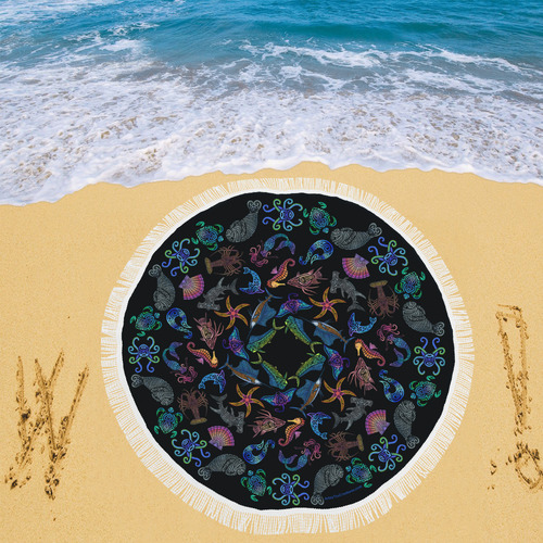 Marine Mandala Circular Beach Shawl 59"x 59"