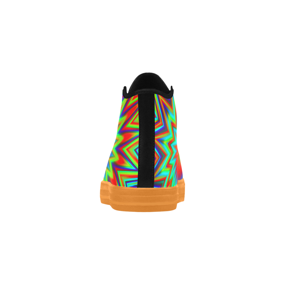Psychedelic Red Yellow Blue Green Retro Colorful Blast Aquila High Top Microfiber Leather Women's Shoes (Model 032)