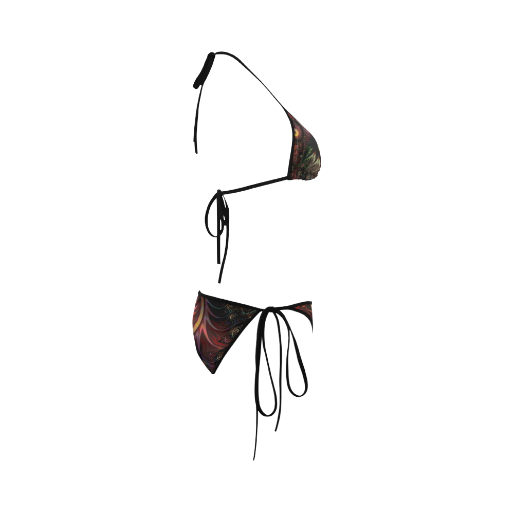 fractal pattern with dots and waves Custom Bikini Swimsuit