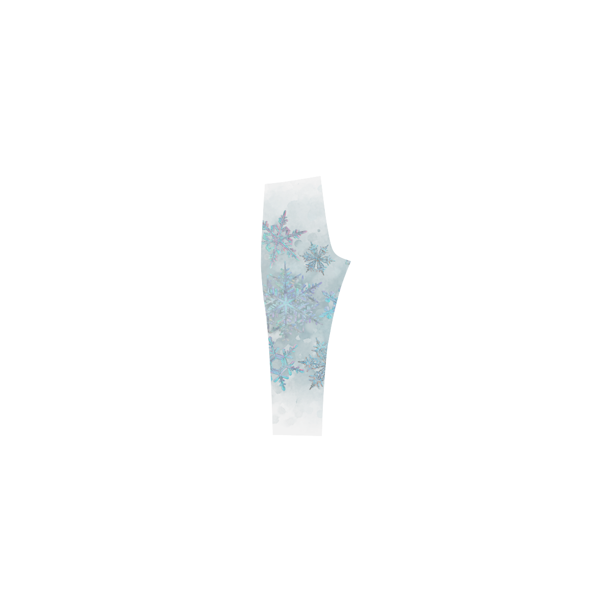 Snowflakes, snow, white and blue, Christmas Capri Legging (Model L02)