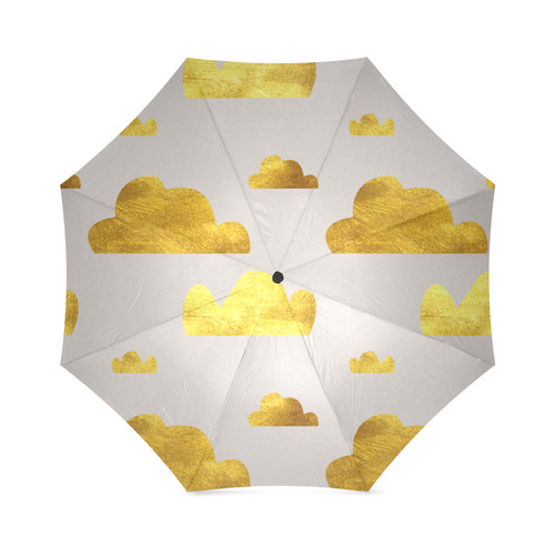 gold and pink clouds gray Foldable Umbrella (Model U01)