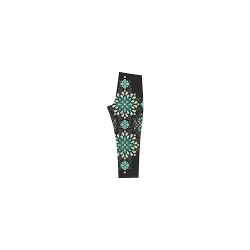 Green on black, seamless pattern with atmosphere Capri Legging (Model L02)