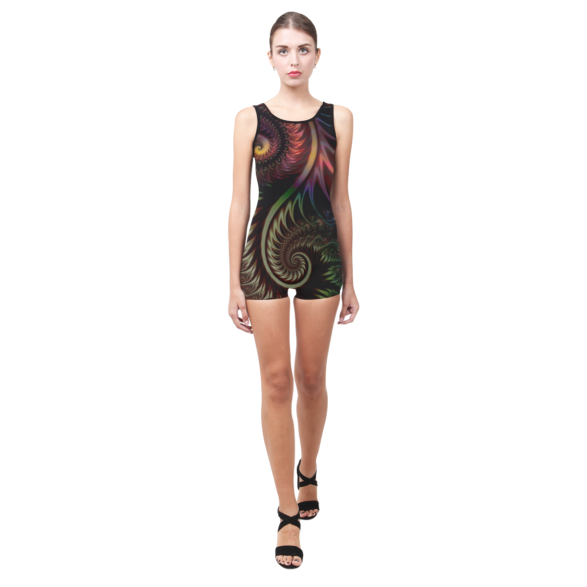 fractal pattern with dots and waves Classic One Piece Swimwear (Model S03)