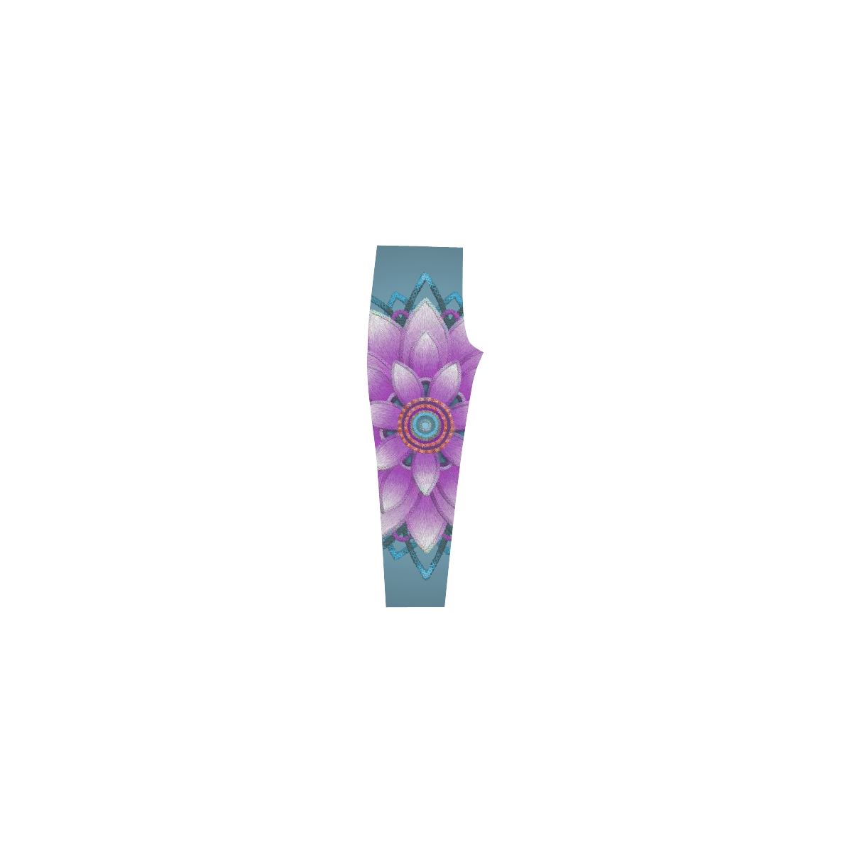 Pink - Purple Ornament Flower, Faux Stitch Capri Legging (Model L02)