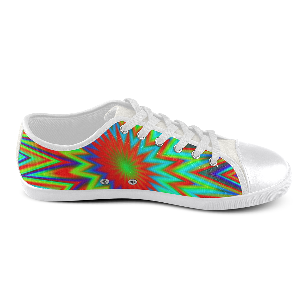 Red Yellow Blue Green Retro Colorful Blast Canvas Shoes for Women/Large Size (Model 016)