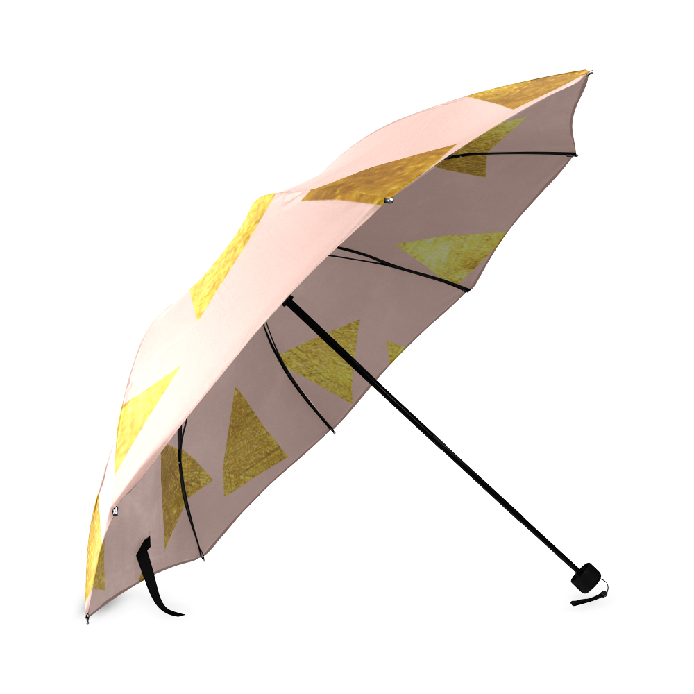gold and pink triangle 1 Foldable Umbrella (Model U01)