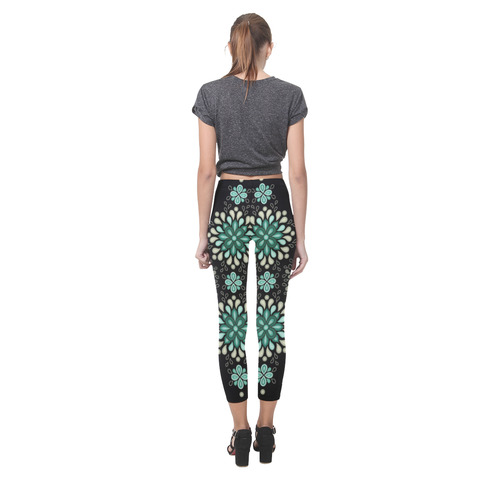 Green on black, seamless pattern with atmosphere Capri Legging (Model L02)