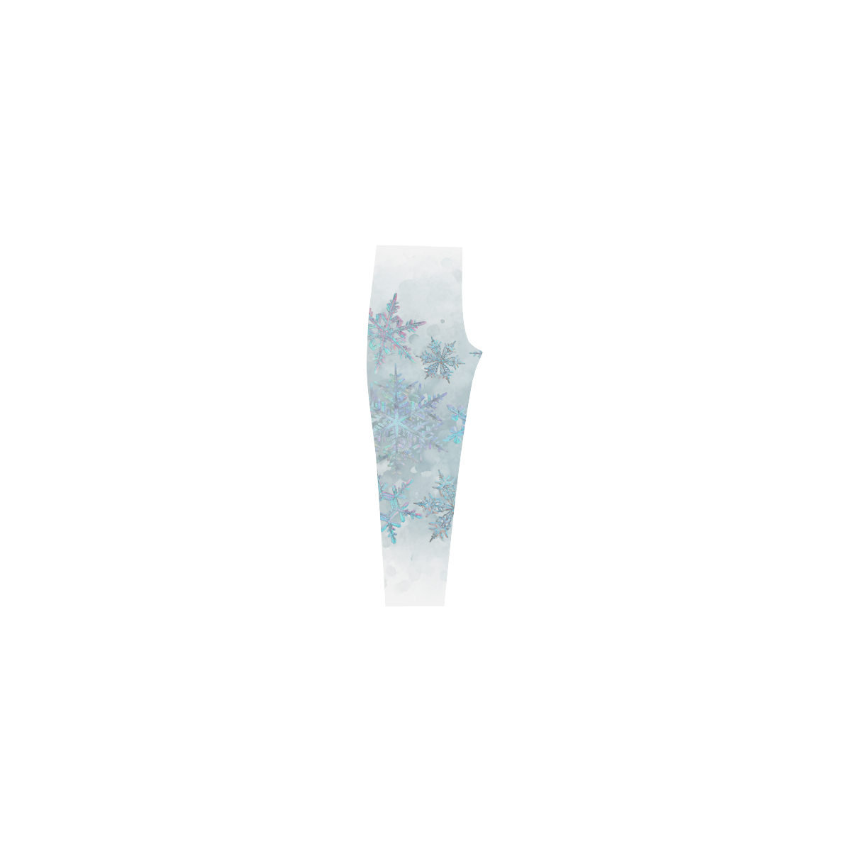 Snowflakes, snow, white and blue, Christmas Capri Legging (Model L02)