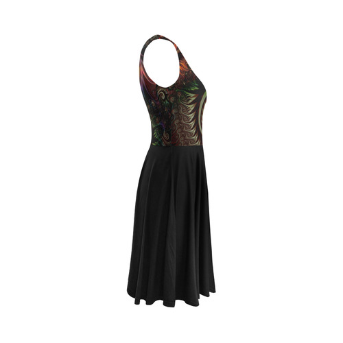 fractal pattern with dots and waves Sleeveless Ice Skater Dress (D19)