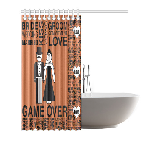 Wedding Gift Shower Curtain Bride Groom Game Over Brown Shower Curtain 72"x72"