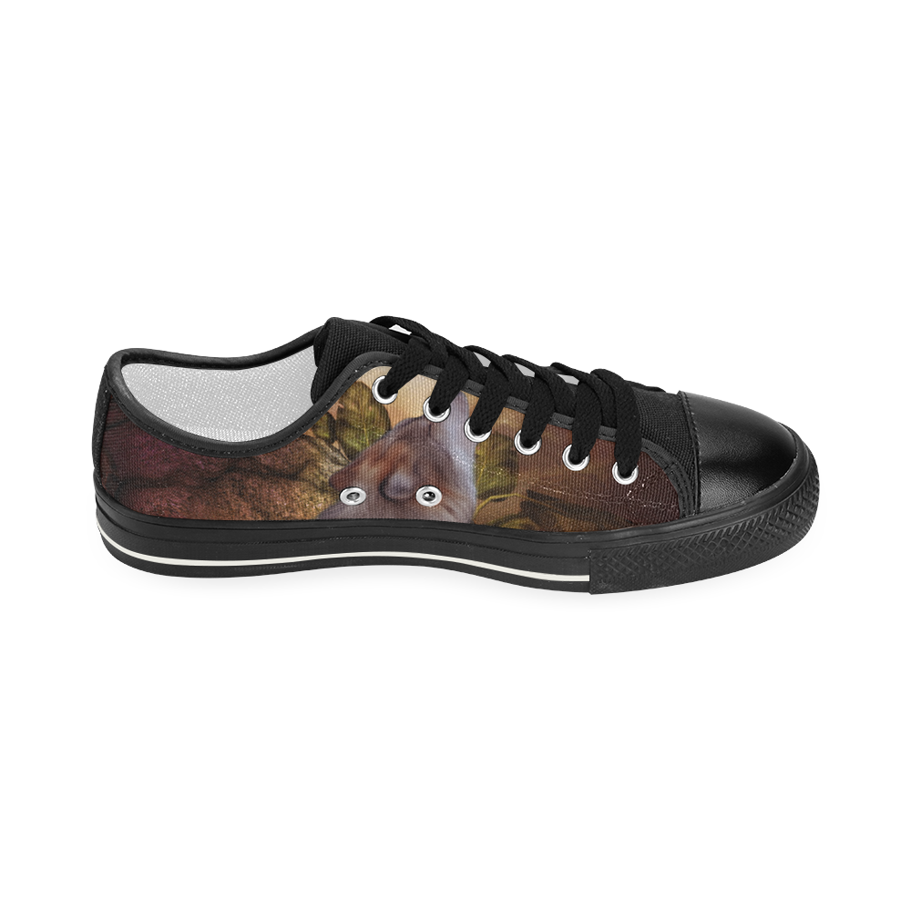 Beautiful wolf in the night Women's Classic Canvas Shoes (Model 018)