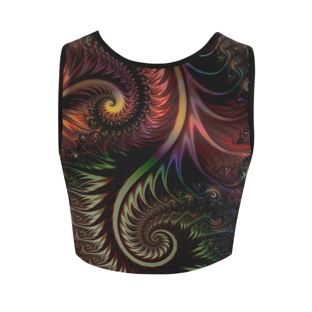 fractal pattern with dots and waves Women's Crop Top (Model T42)