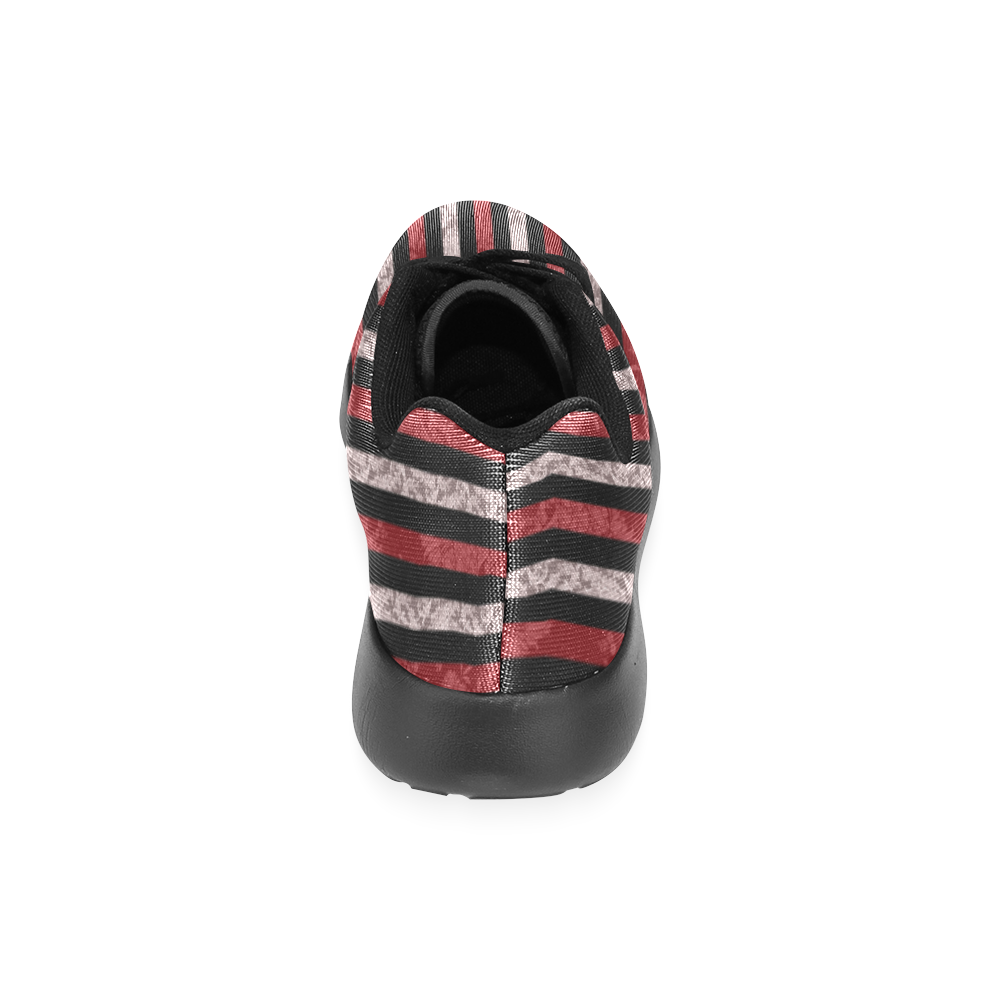 Two Tone Red Damask Goth Stripe Women’s Running Shoes (Model 020)
