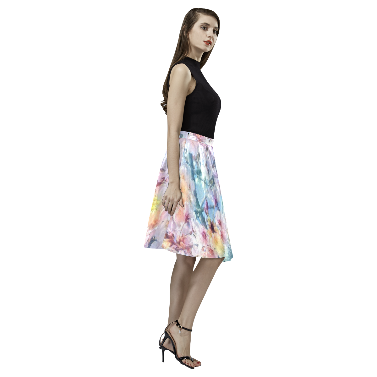 Floral ArtStudio 27 by JamColors Melete Pleated Midi Skirt (Model D15)